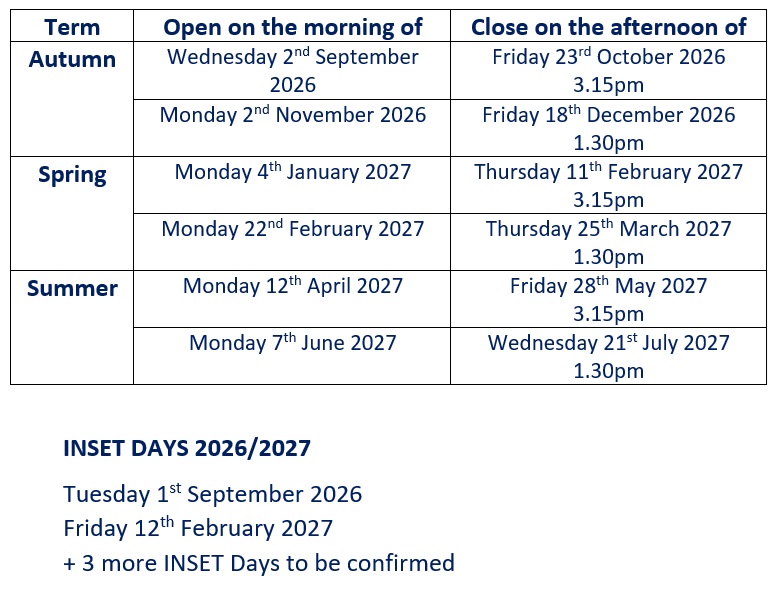 Term dates 26 27